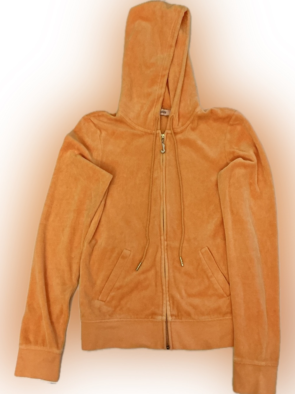 Juicy Couture Velour Zip Up Hoodie Peach Apricot - Y2K Women’s Medium Athleisure